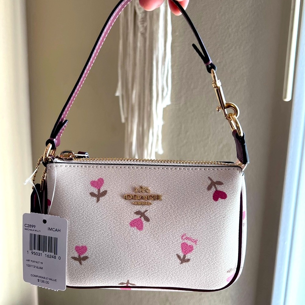 NWT Coach Nolita 15 Heart Floral Print Mini Purse